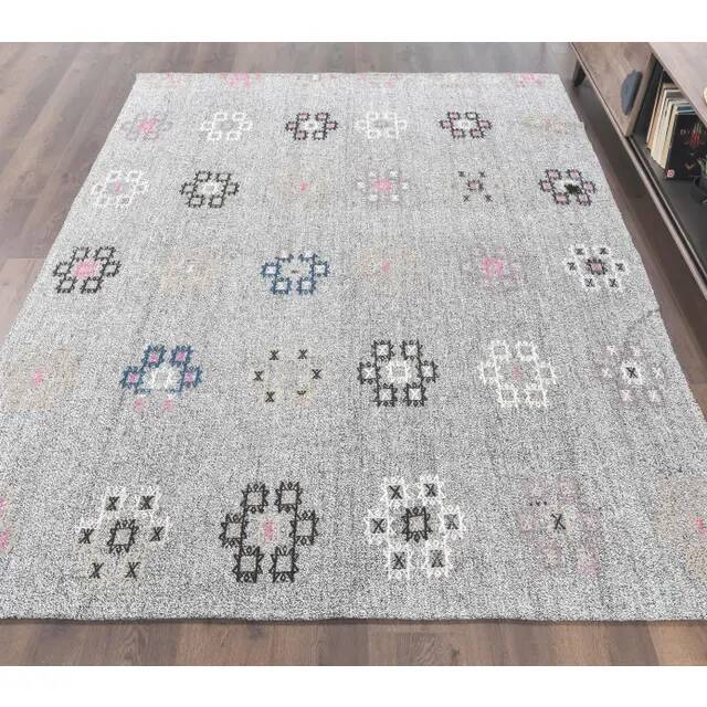 Vintage Kilim Turkish Hand-Knotted Colorful Rug 191x248