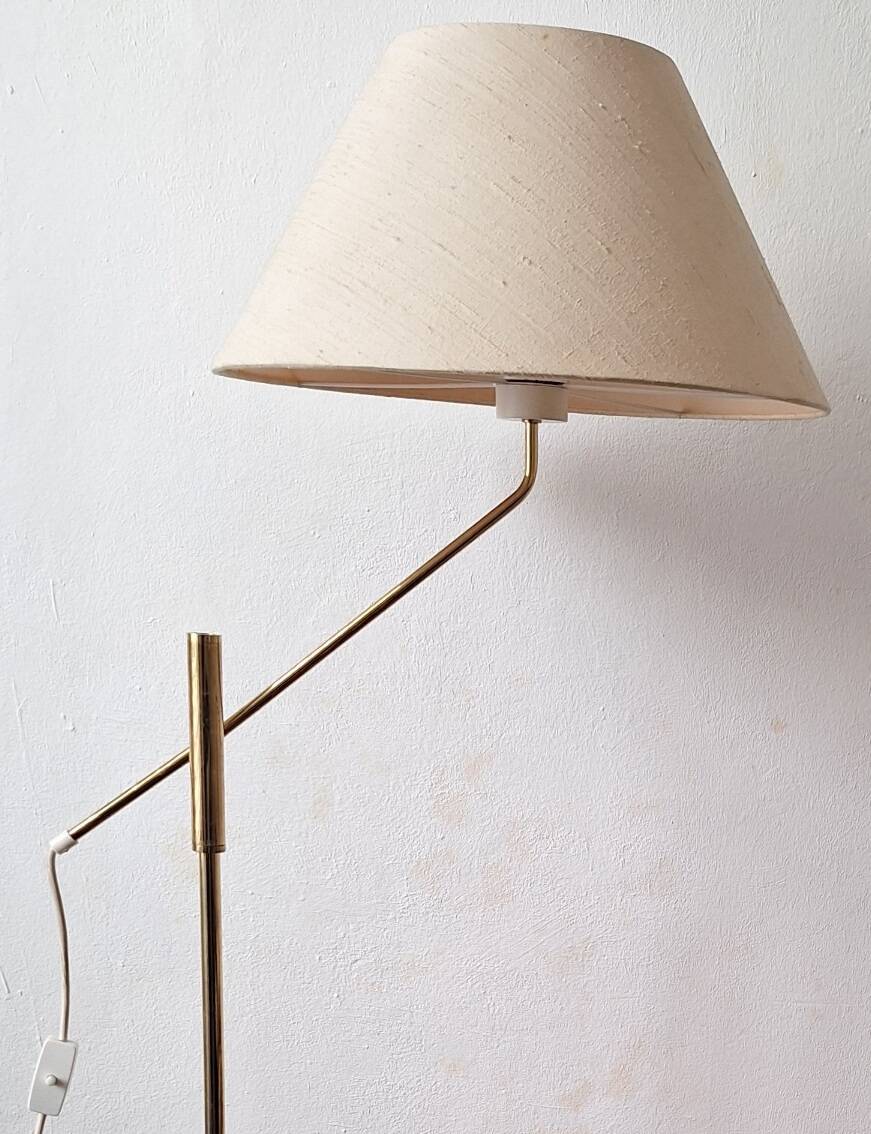 Mid century 360 deg. swing and height adjustable brass floor lamp, 1950s