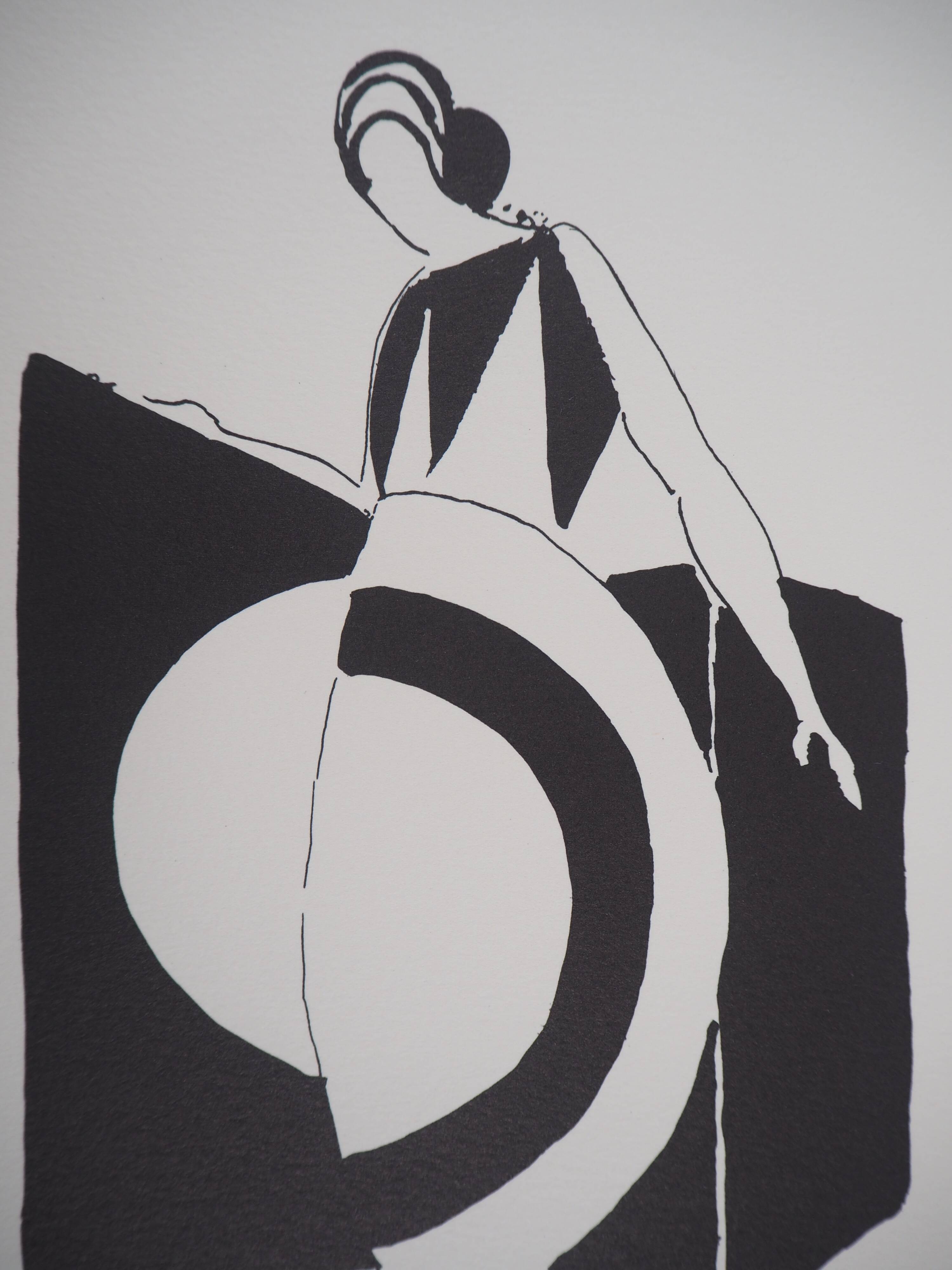 Sonia delaunay: art deco graphic dress - signed lithograph