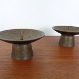 Brutalist Bronze Candleholders, 1960s, Set of 2