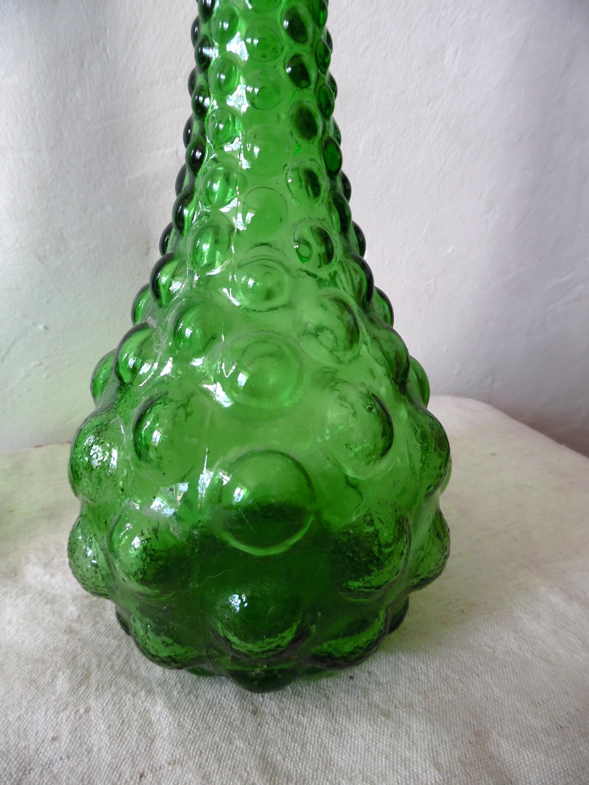 Two Italian bubble glass bottles