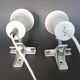 Two vintage Lita white metal clamp lamps