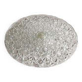 Plat à tarte sur pied vintage en verre taillé gier made in france
