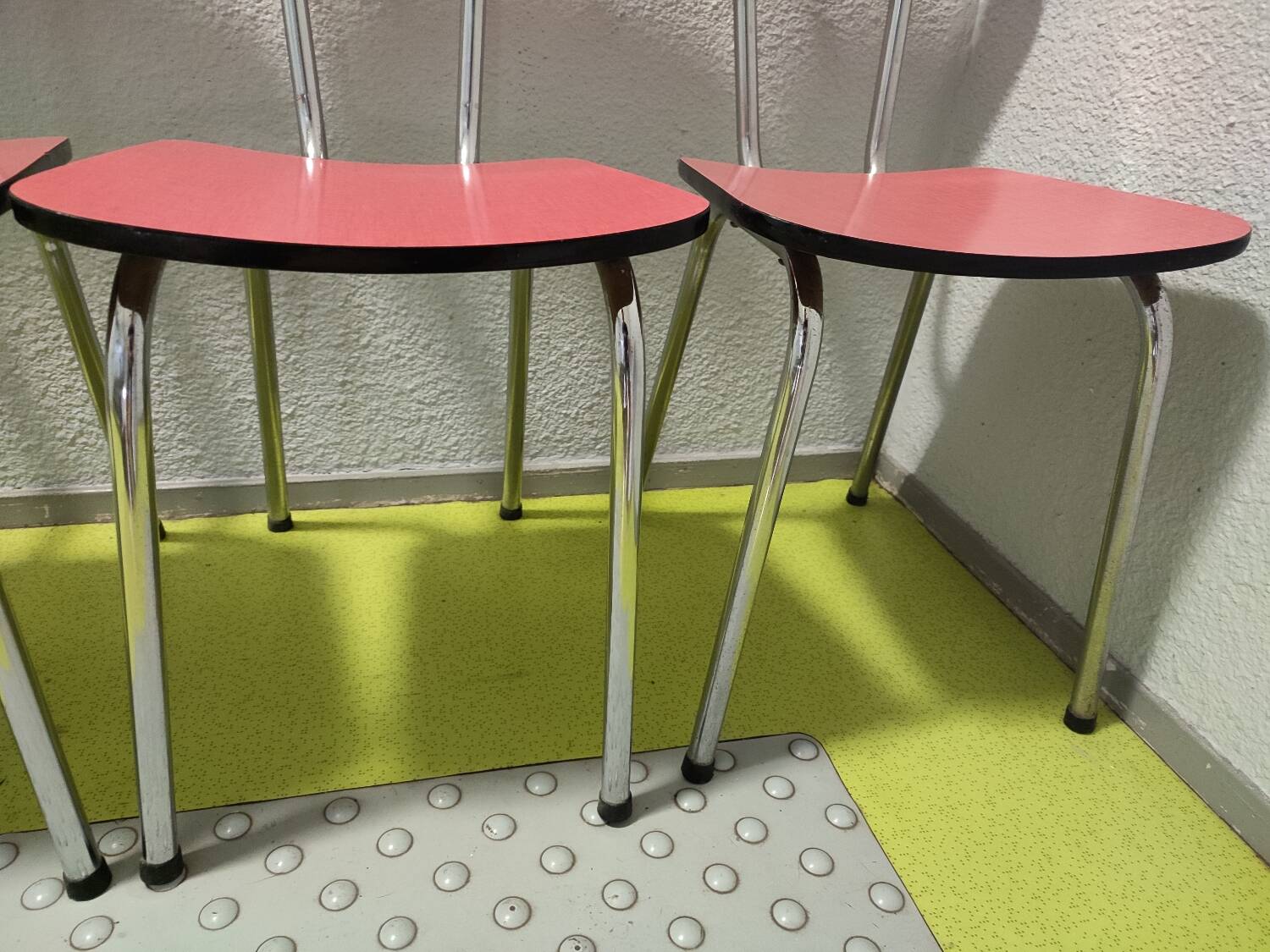 4 vintage red formica chairs