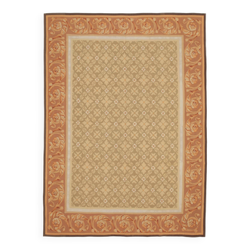 Handmade European Vintage Aubusson Kilim 261 cm x 366 cm