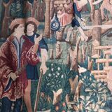 Old tapestry, medieval scene.