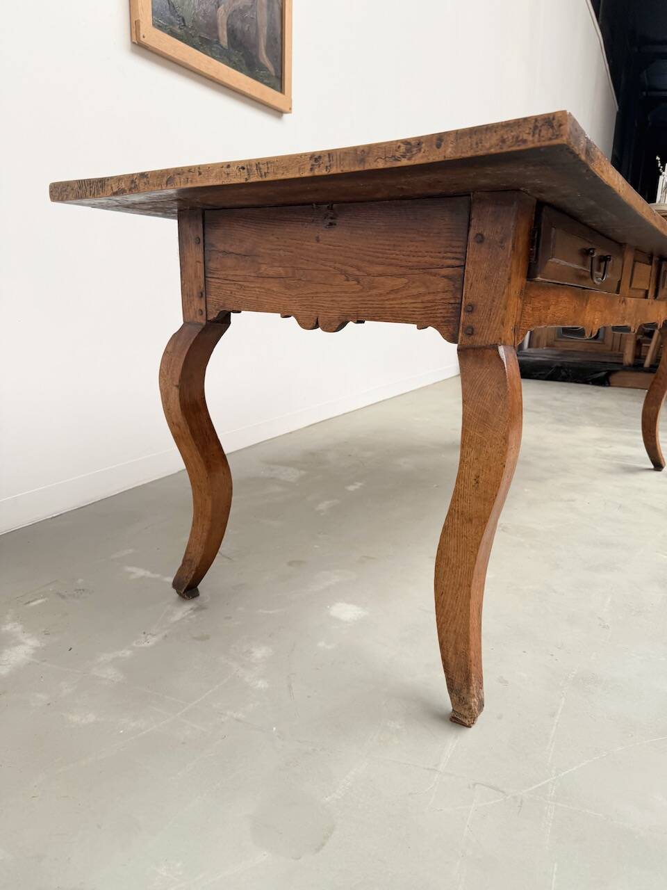 19th century walnut drapery table 2m1
