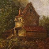 Peinture américaine paysage de campagne signée et datée 1854