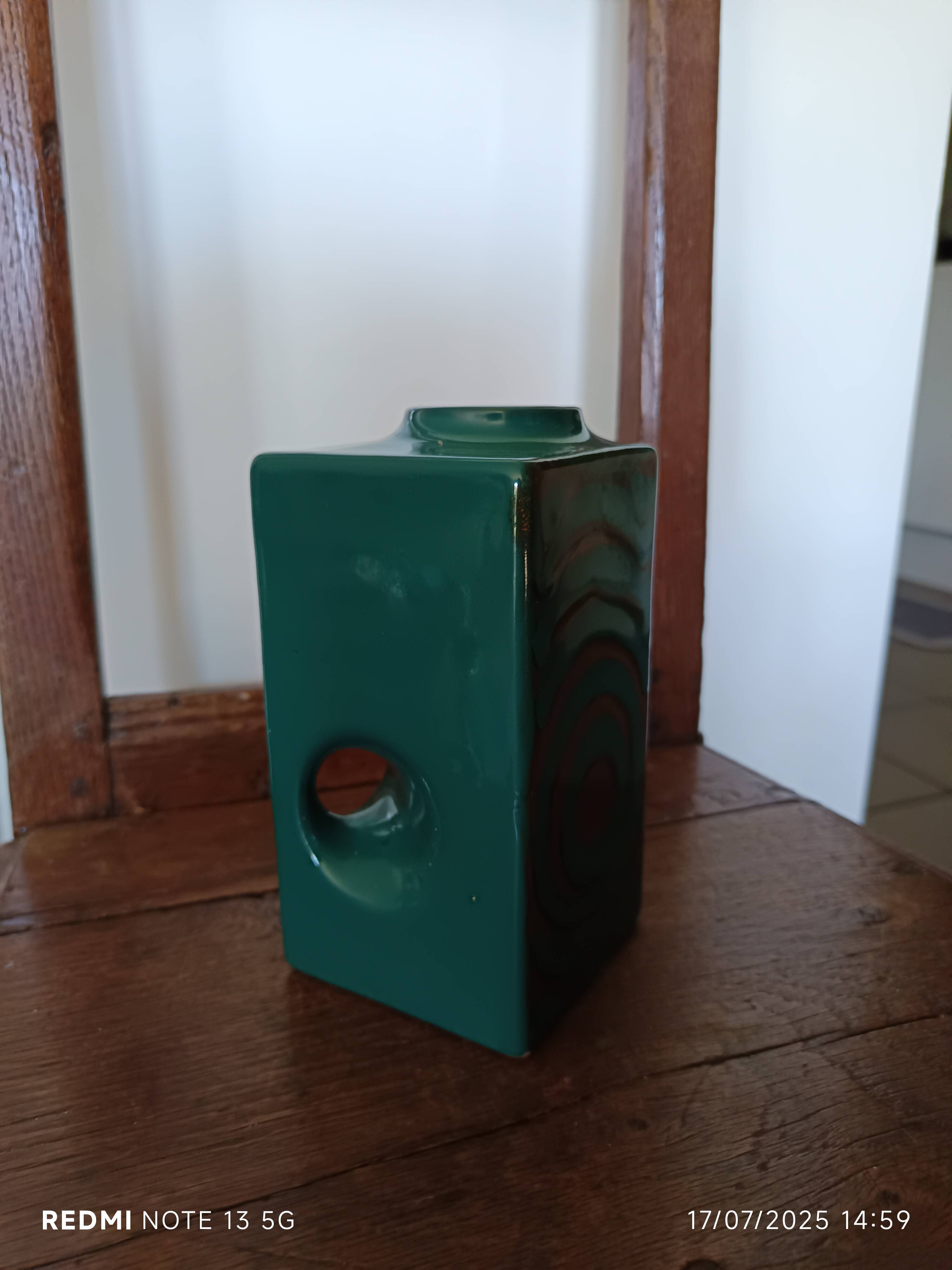 Cubic ceramic vase, Veb Haldensleben, 1960
