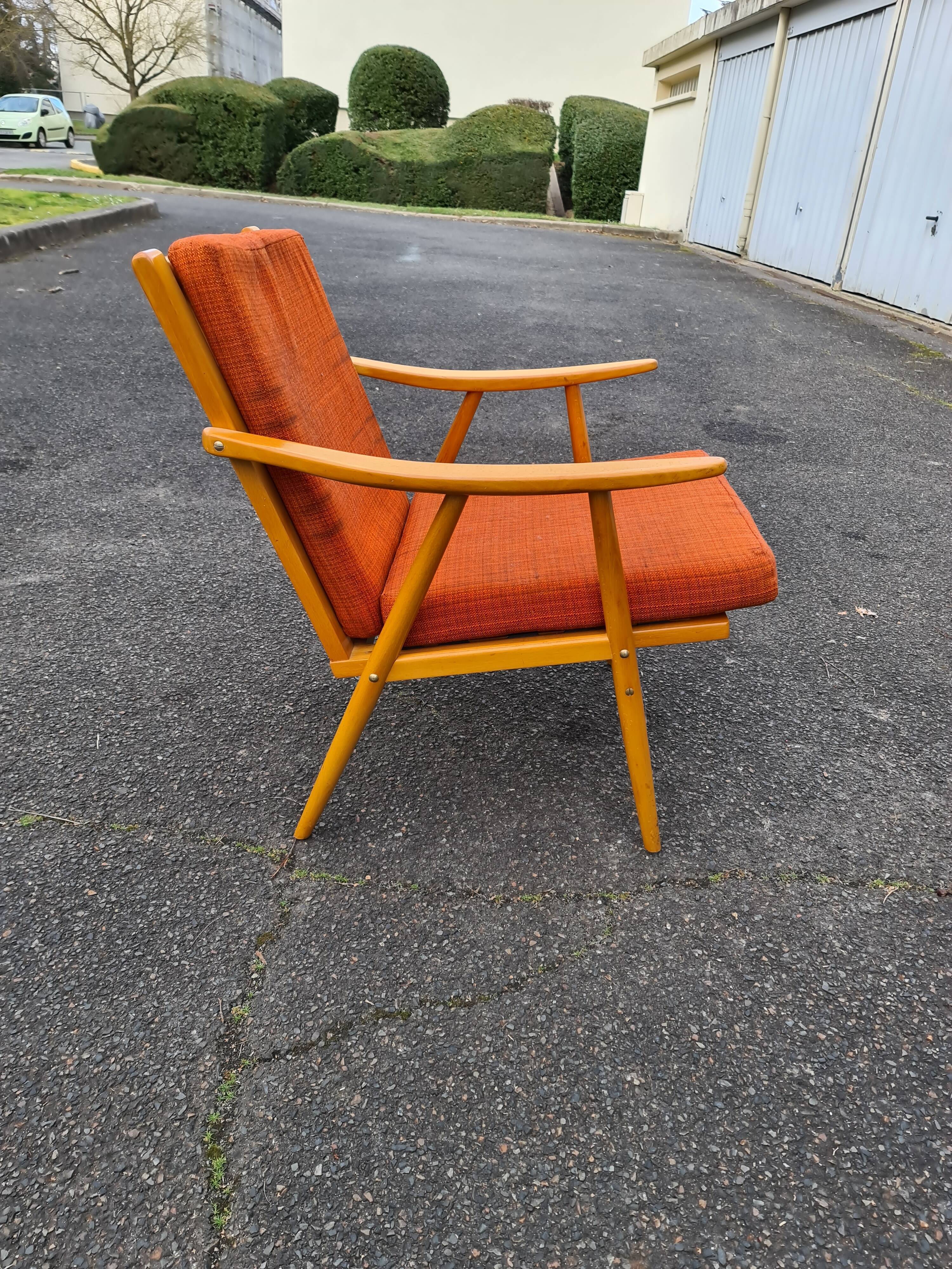 Fauteuil scandinave "Boomerang" Thonet 1950/60