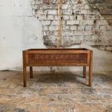 Vintage wooden and cane planter