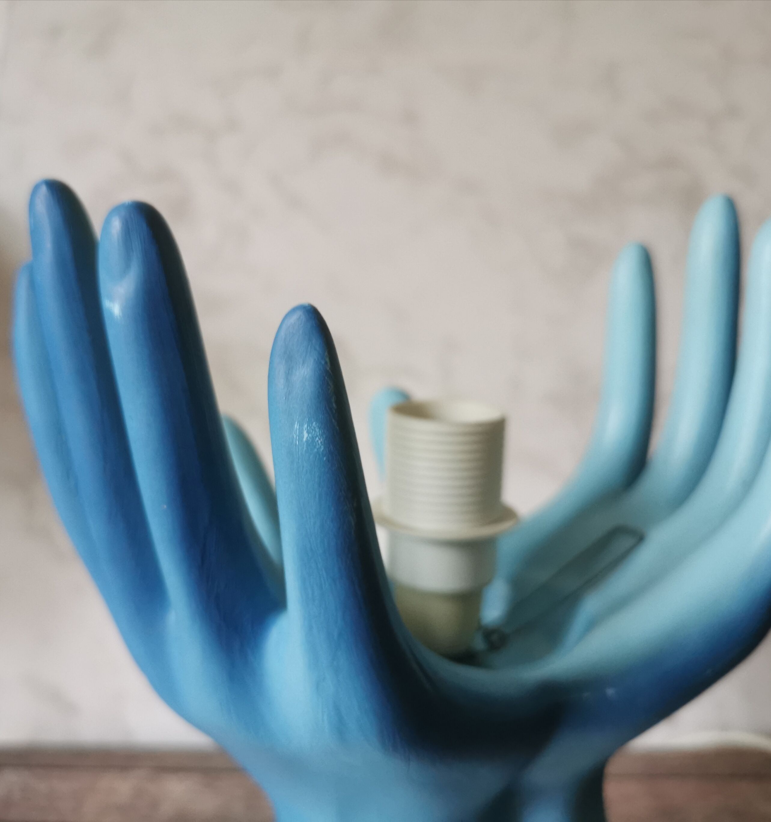 Blue ceramic hand lamp