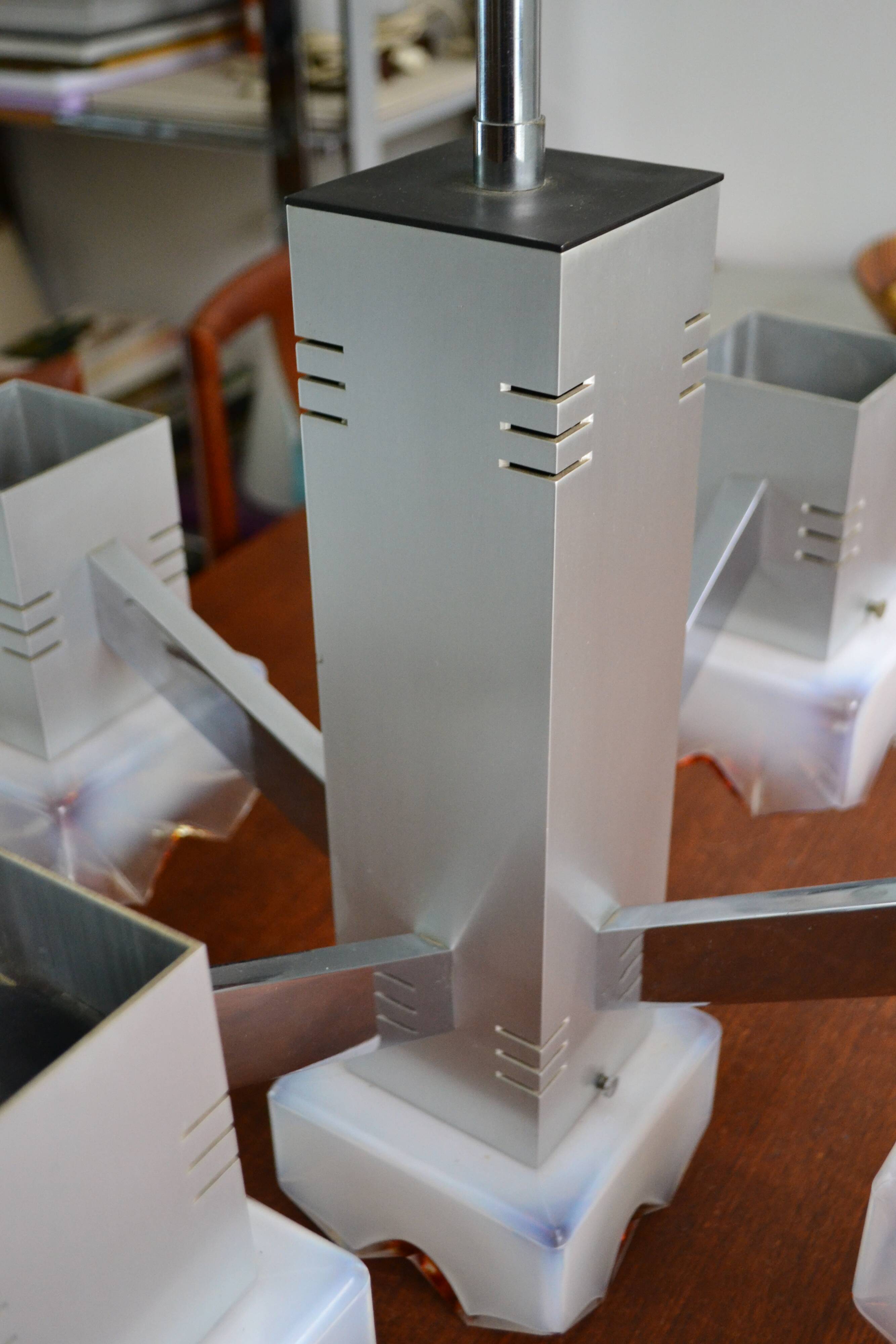 Lustre cubique Sciolari Chrome verre de Murano 60/70s