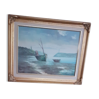 Tableau marine peinture a l'huile signé