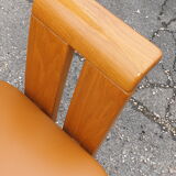 4 fauteuils de table design bois et cuir