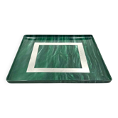 Hollywood regency malachite effect resin & brass tray, Italy 1970s