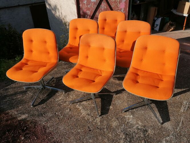 Lot de 6 fauteuils vintage de bureau Steelcase Strafor de Randall Buck.