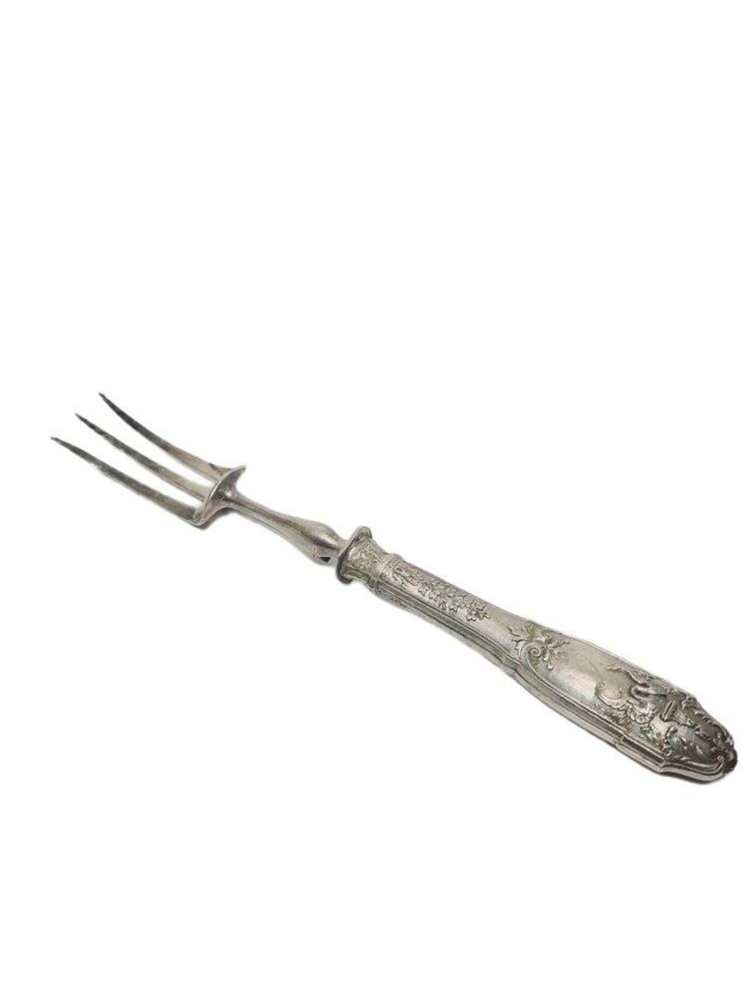 Fourchette à rôtir en argent classique, France, années 1880