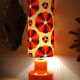 Lampe à poser opaline orange et tissu vintage Carrousel