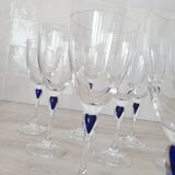 10 Crystal d'Arques glasses model Venice Sapphire blue