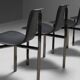 Leather Three-Legged Chairs with Chrome Finishes, Italy, 1970s