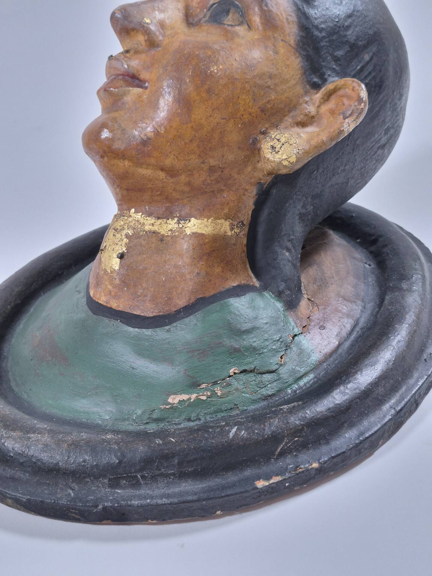 Pair of antique ceramic portrait busts from Rajasthan