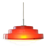 Vintage Scandinavian Design Hanging Lamp / Red Plastic Pendant Light 1970's