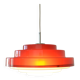 Vintage Scandinavian Design Hanging Lamp / Red Plastic Pendant Light 1970's