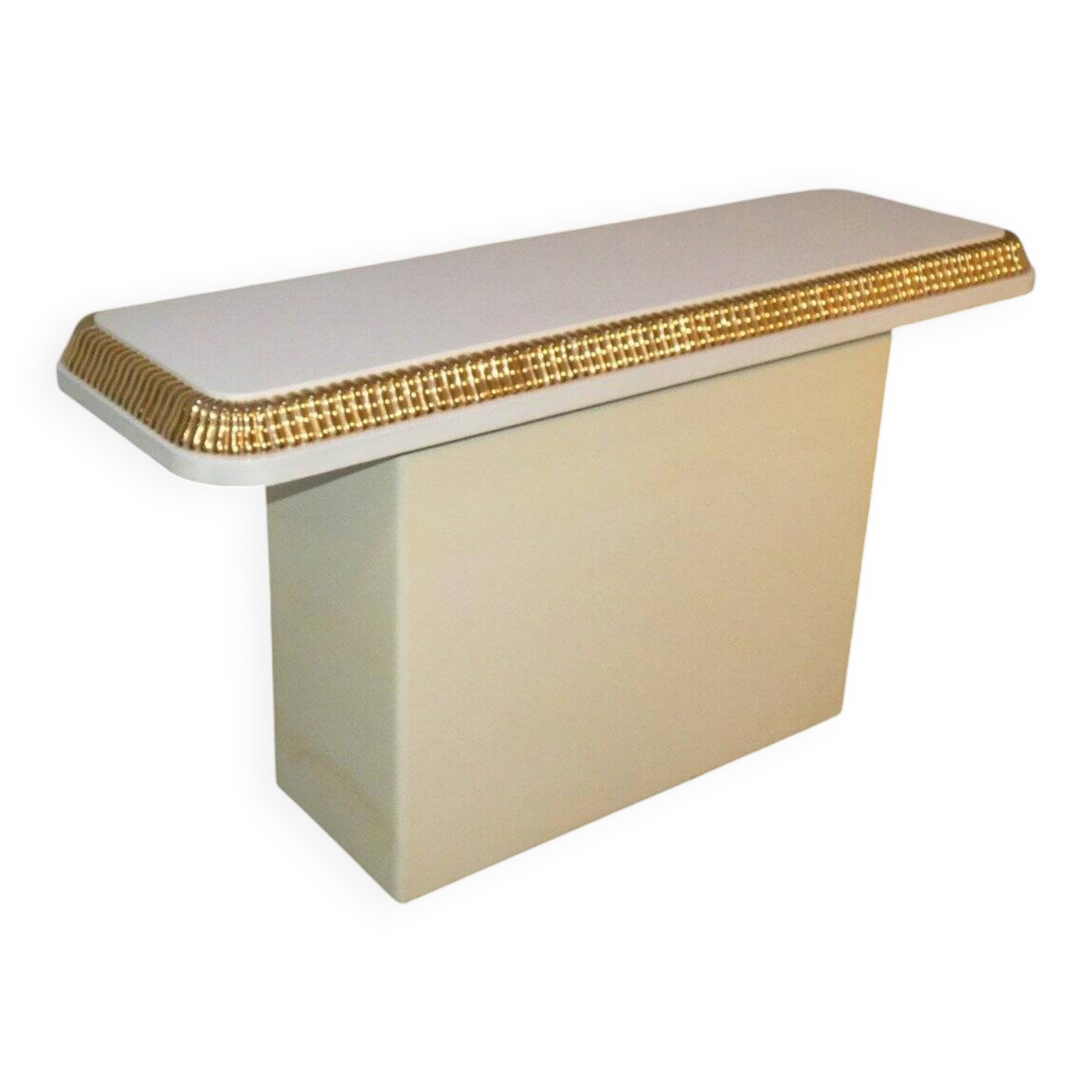 Console Regency avec finition ivoire et dorée dans le style d'Alain Delon pour Maison Jansen, France, années 70