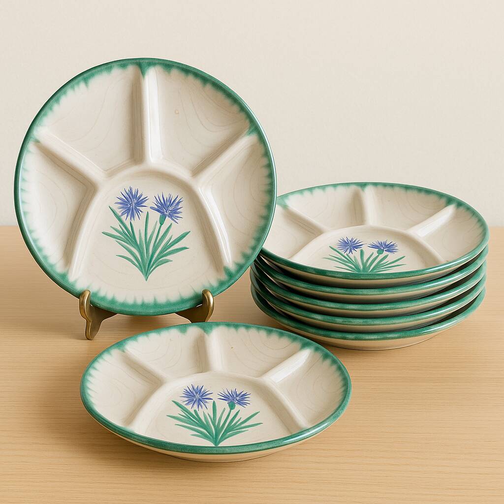 Vintage plates with thistle decor