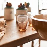 Set of 7 vintage pink glasses