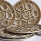 Six oyster plates earthenware with matte enamel, 50s