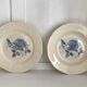 Set of 11 Digoin flat plates, blue rose patterns