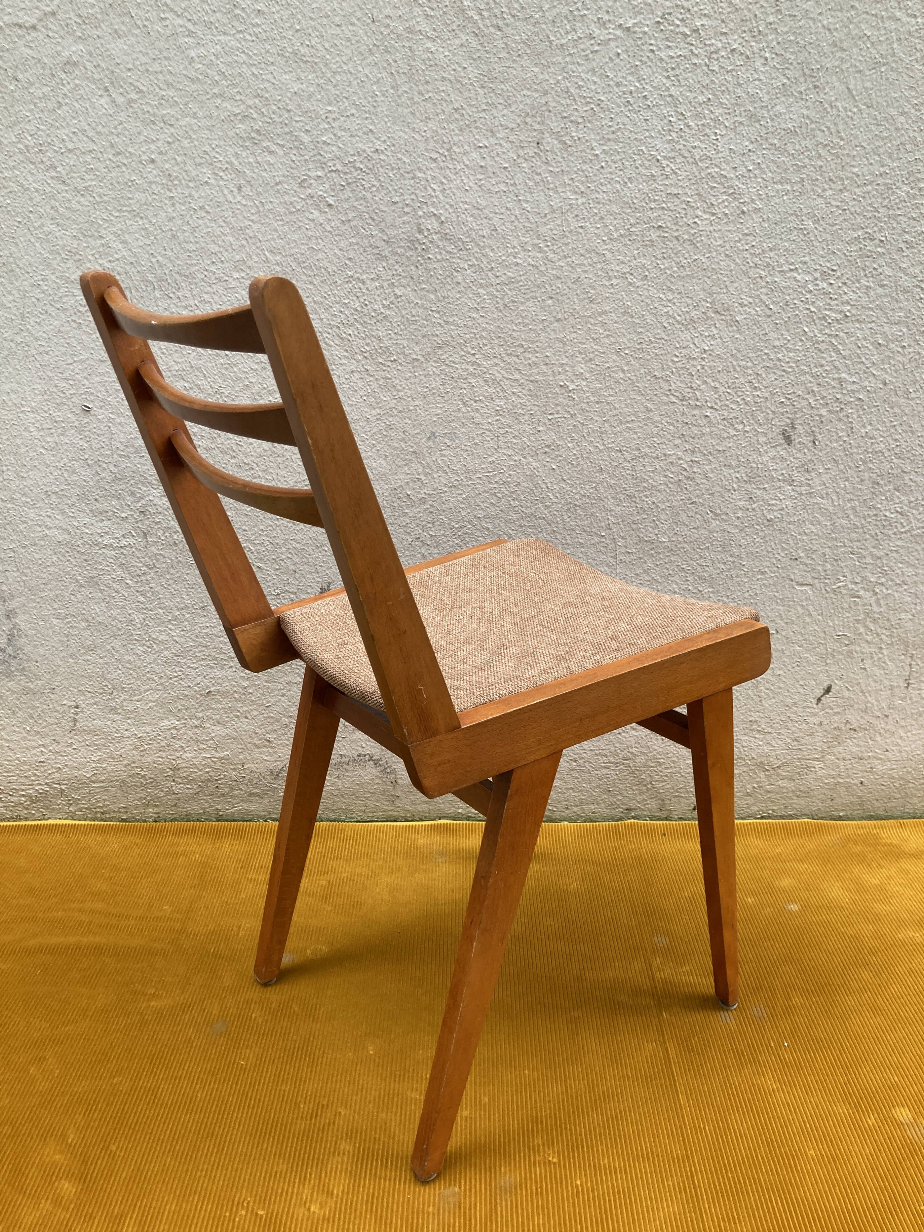 50s chair - Rust fabric & compass legs