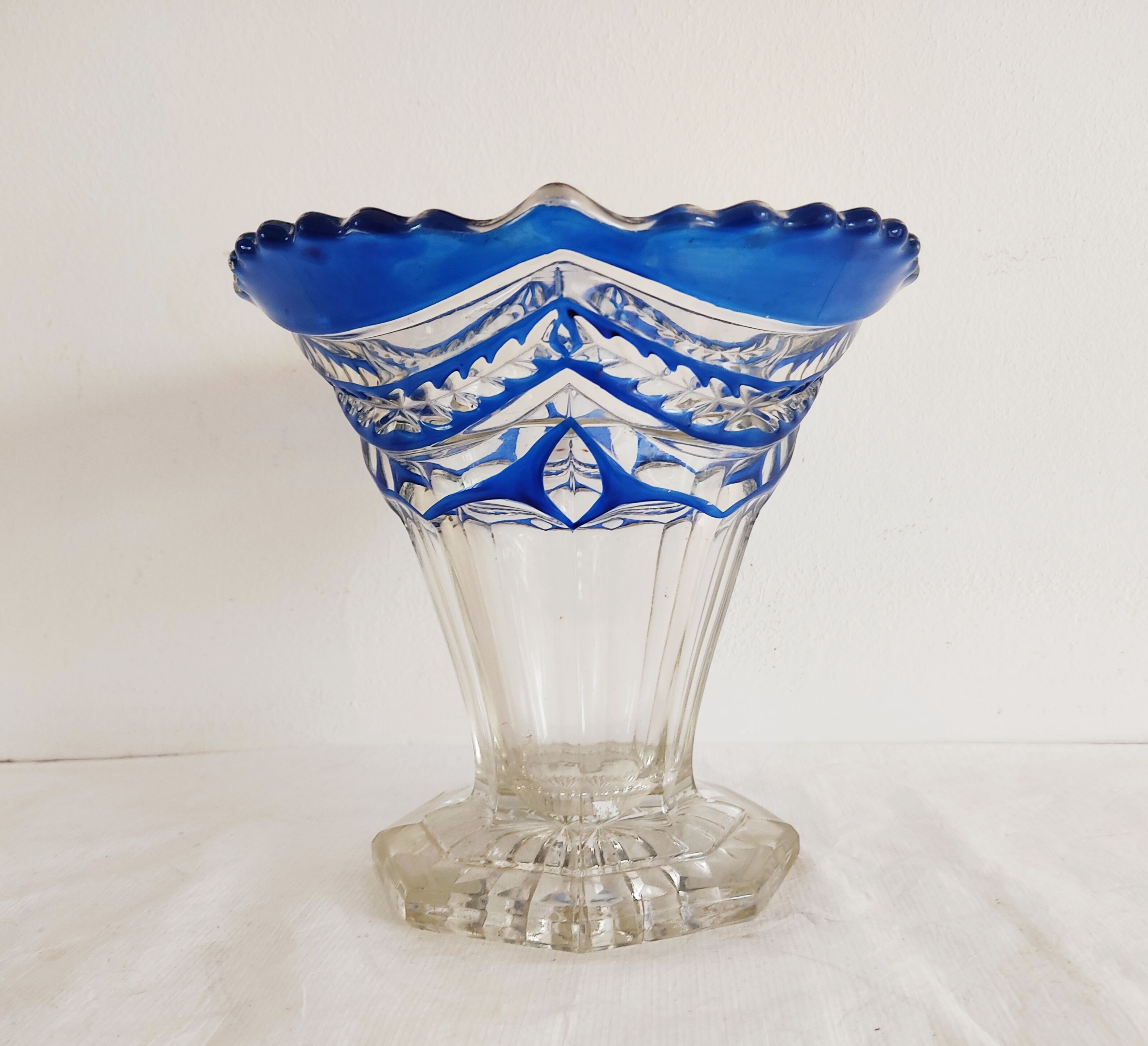 Vintage glass vase painted