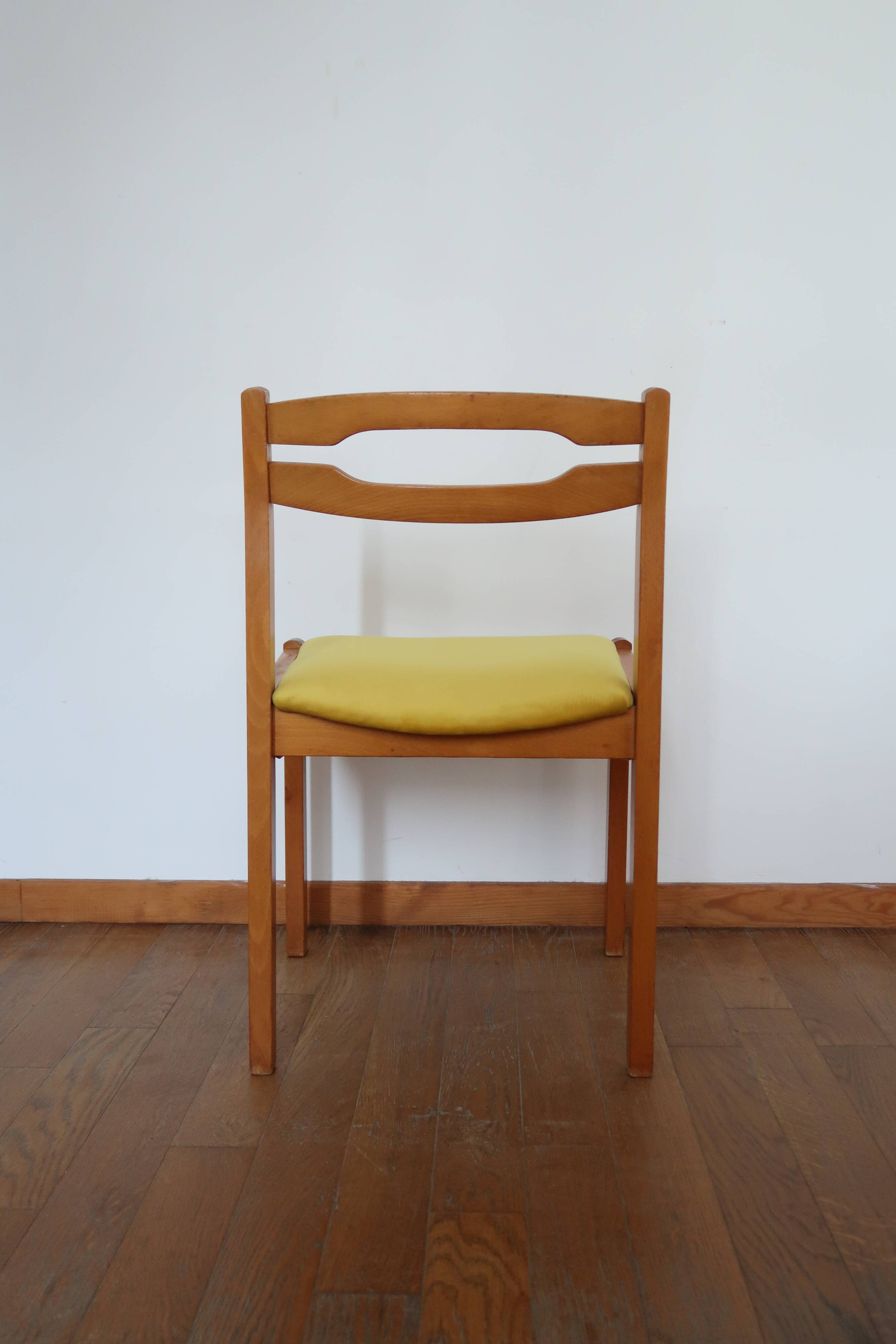 6 chaises velours jaune