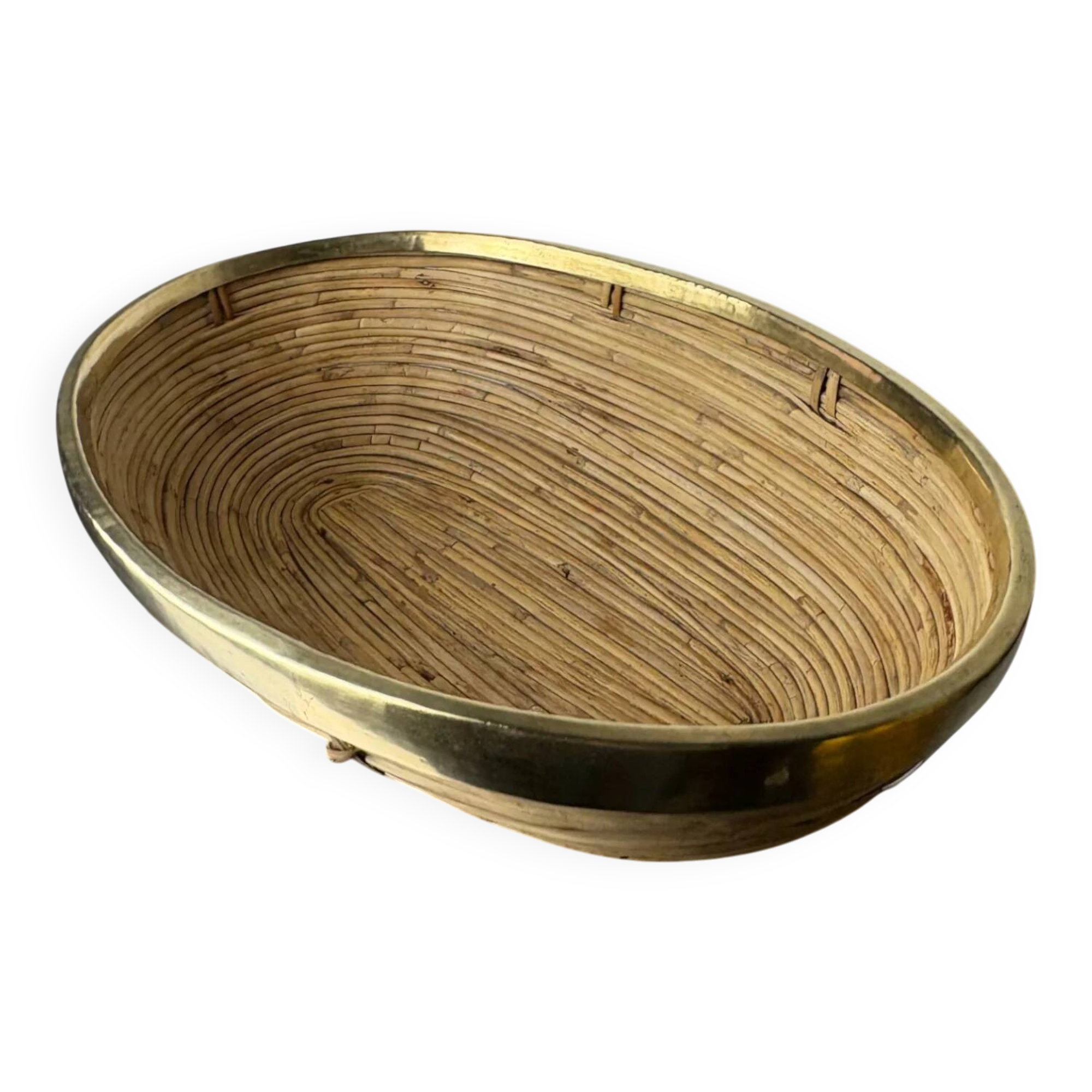 Rattan and brass centerpiece, Italy, circa 1970