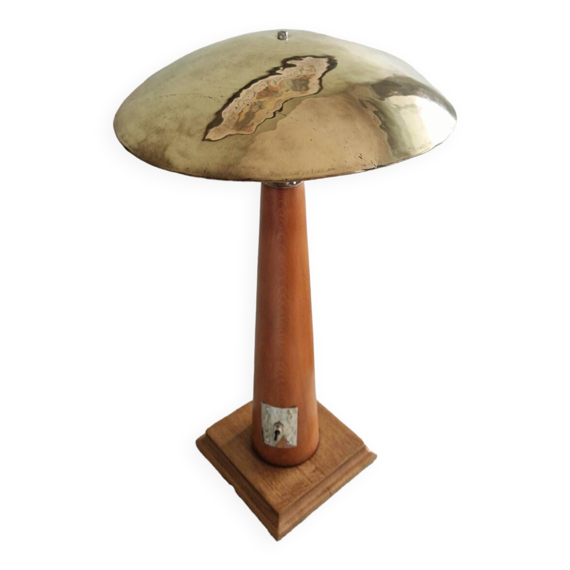 Large nautical lamp in wood and brass from the 80s