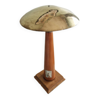 Large nautical lamp in wood and brass from the 80s