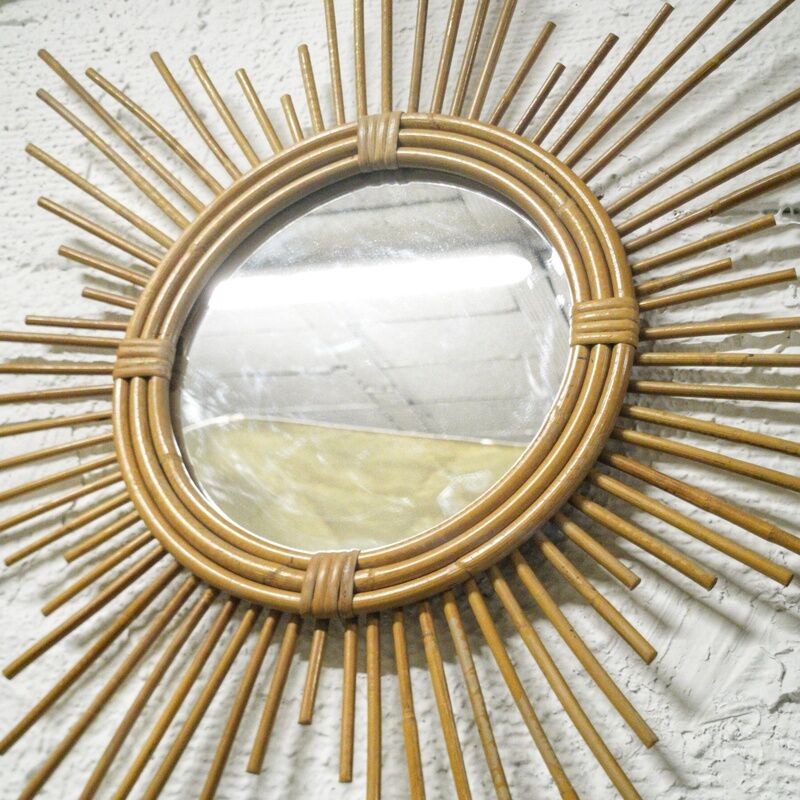 Rattan sun mirror