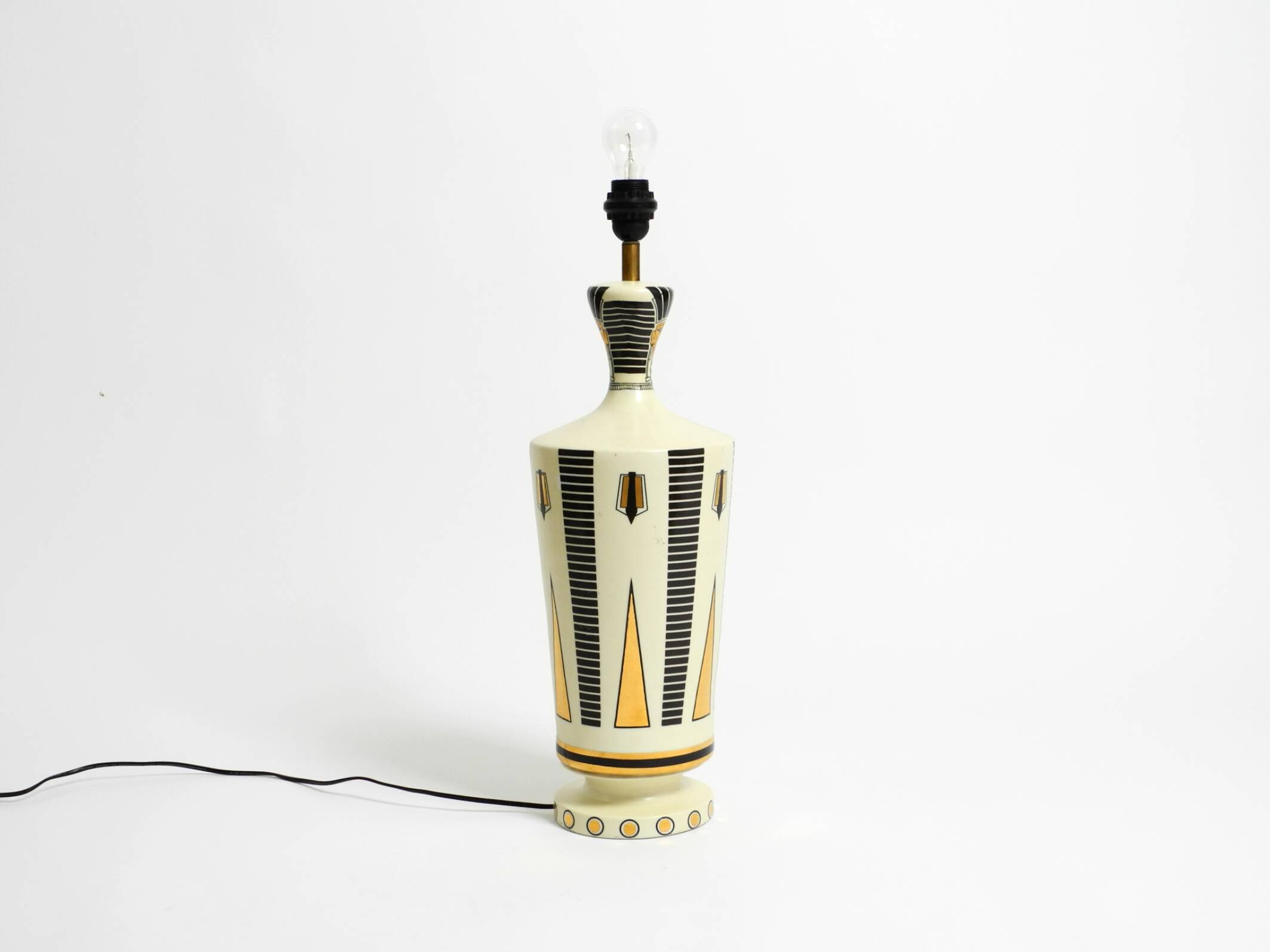 Large ceramic table lamp with Egyptian motifs by Nicolas Blandin, Paris