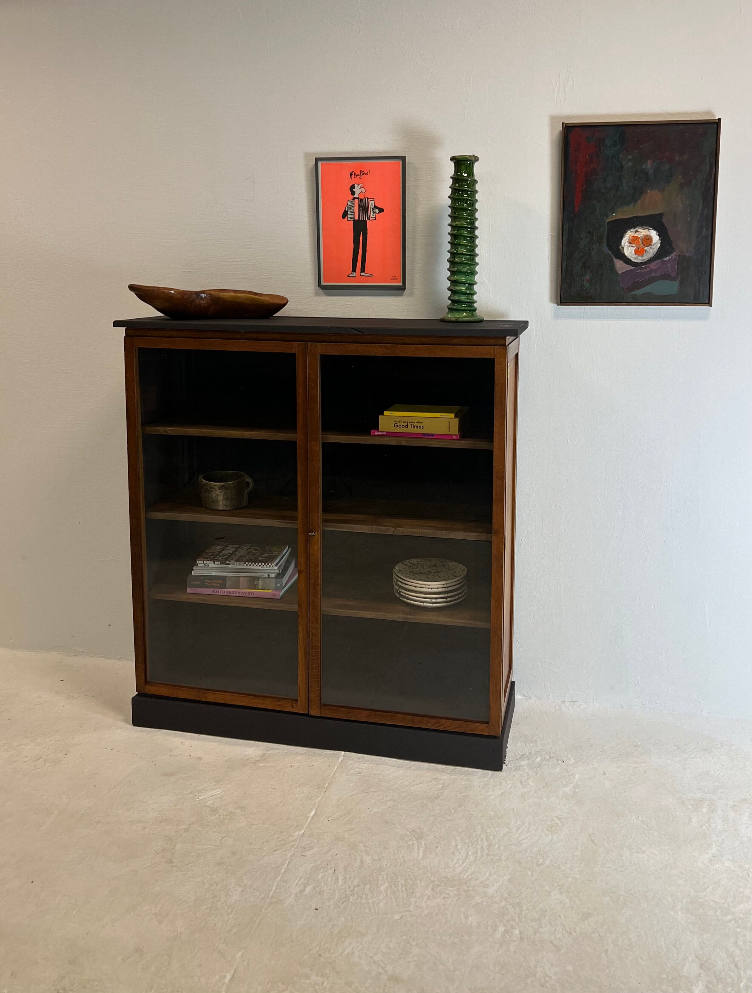 Oak showcase from the 50s