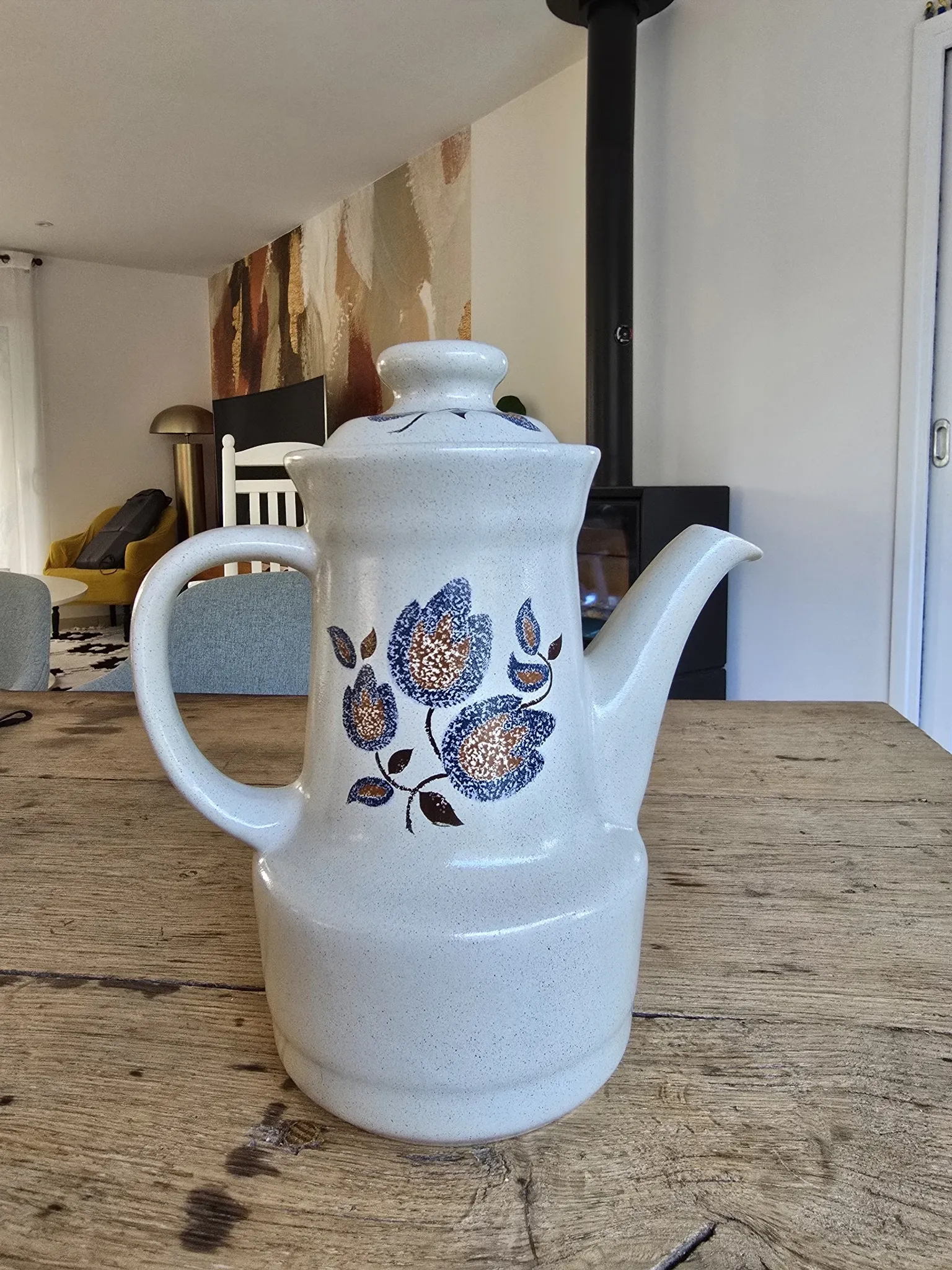 Vintage 1970s coffee pot "Sologne" St Amand earthenware