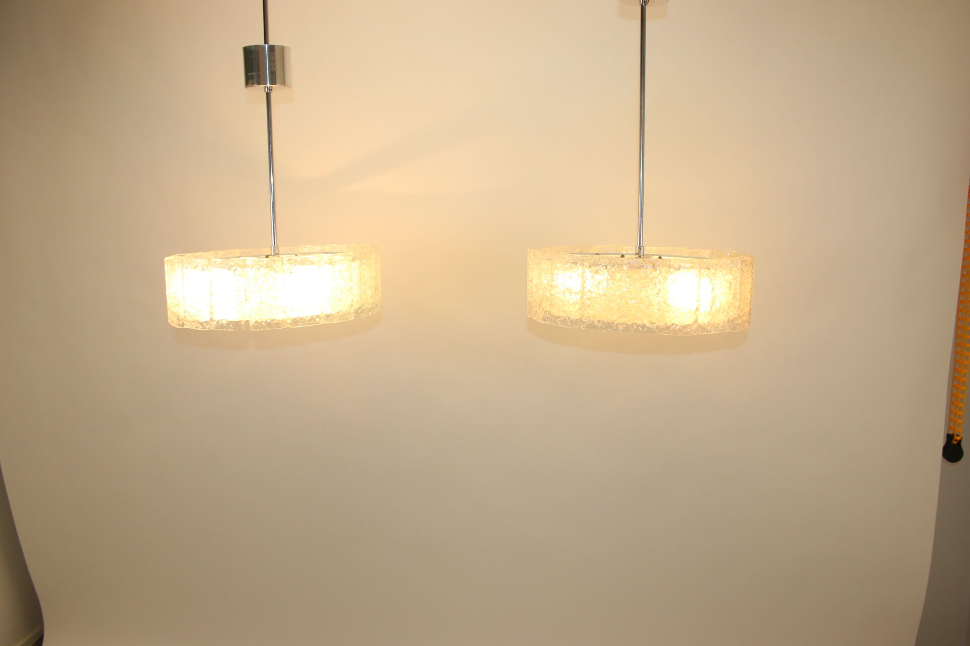 2 ice hanging lamps Doria Leuchten silver 40 cm