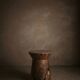 LUNA side table stool in hand-carved solid recycled teak.