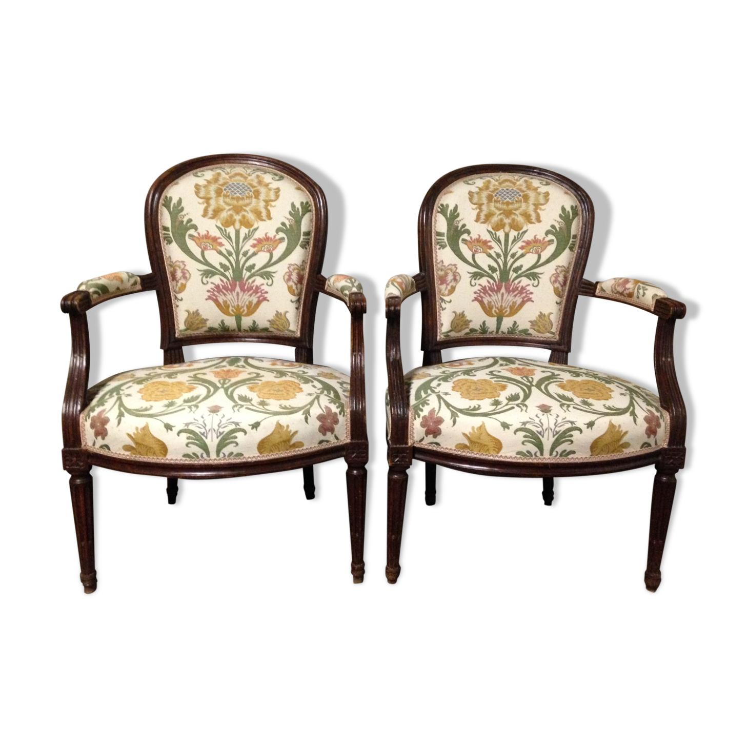 Pair of convertibles of transition Louis XVI style chairs