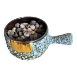 Vallauris ceramic pan – turquoise lava enamel – 1950s/1960s
