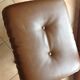 Foot rest ottoman vintage faux leather Brown years 70