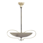 Brass and Curved Glass Ceiling Light from ESC Zukov, 1940s