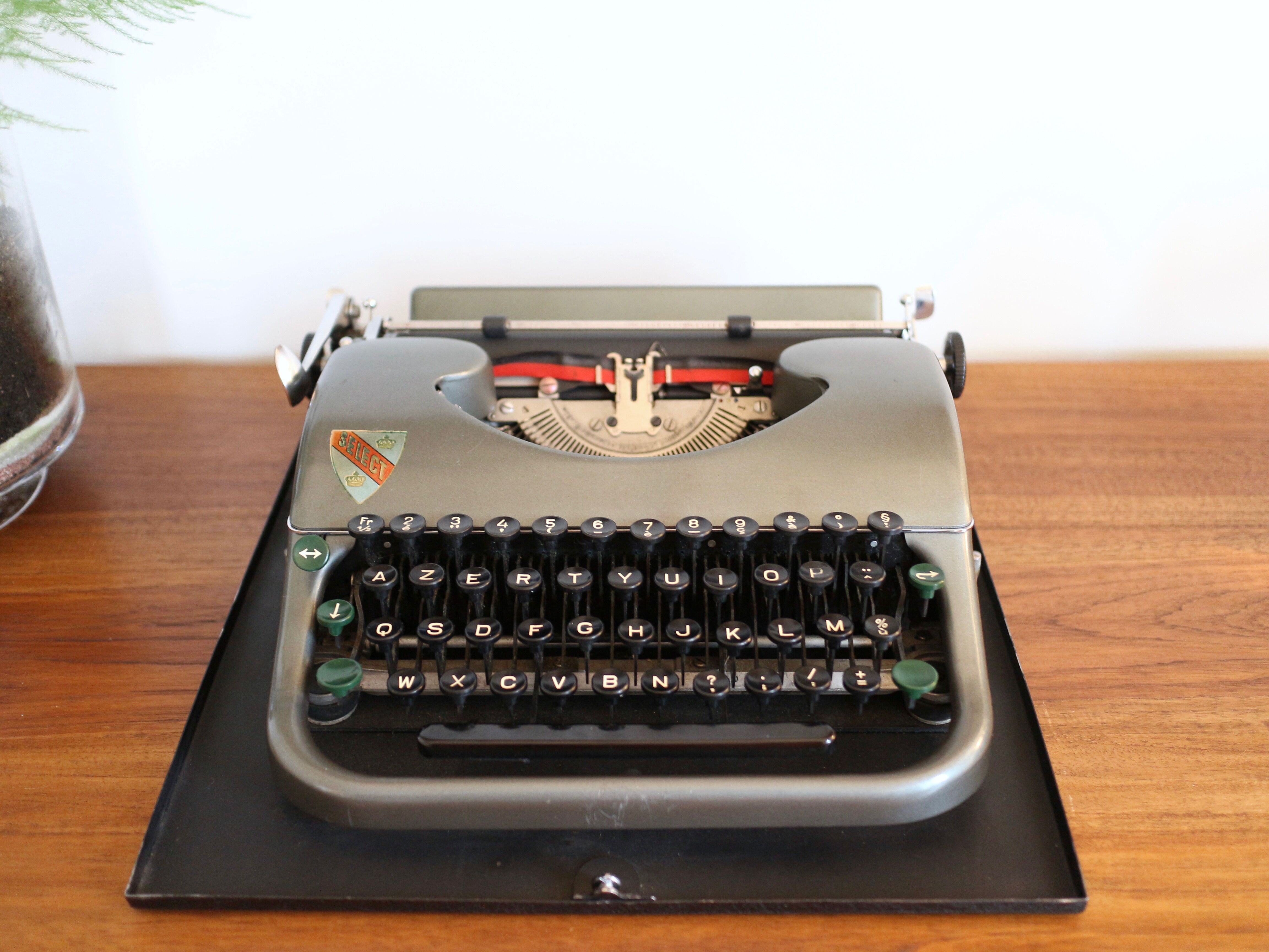 Collectible typewriter, personal Japy or P68, select grey metal model